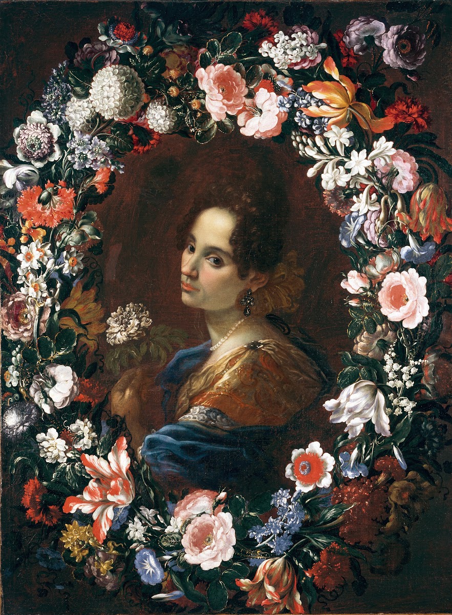 Portrait of a Lady Surrounded by a Garland of Flowers