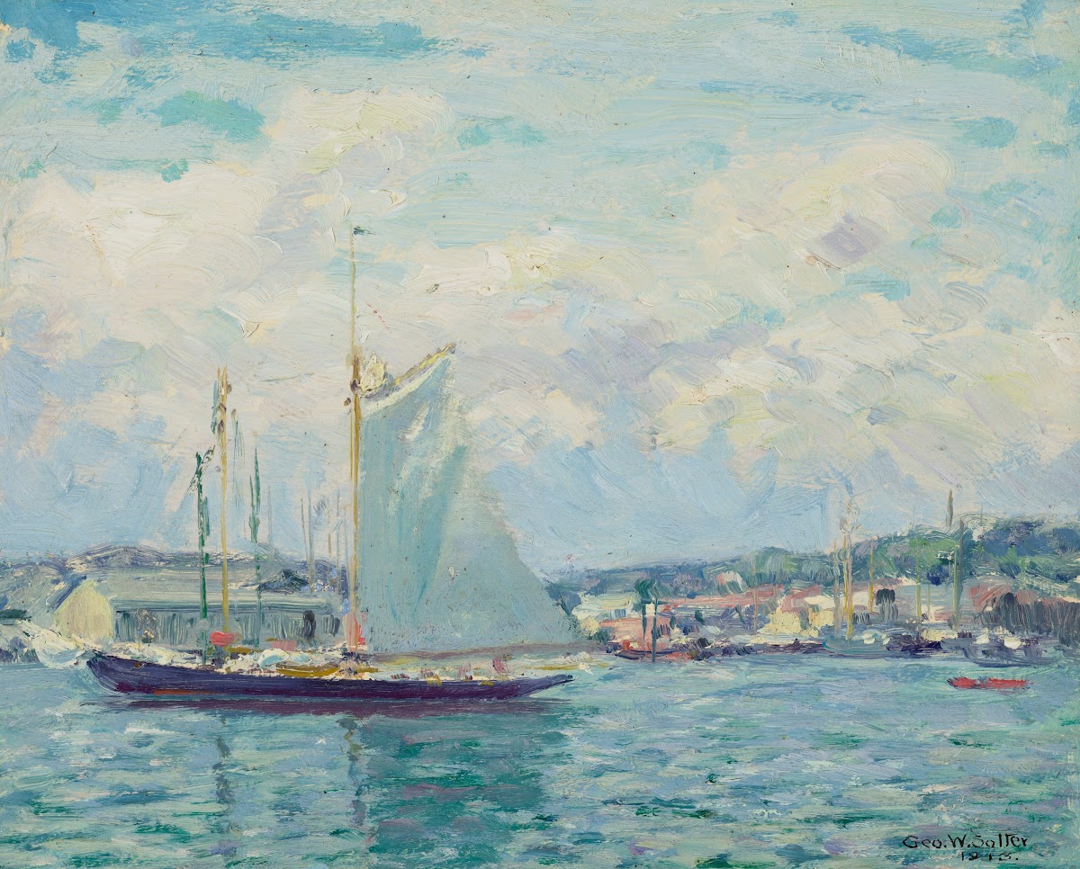 Noon Hour in the Harbor Gloucester 1913