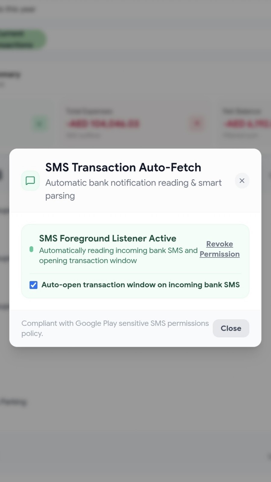 Bank SMS Full View