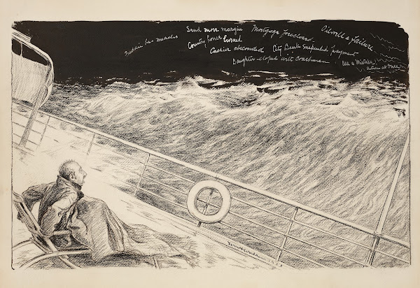 A man sleeping on the deck of a boat wakes up to see negative messages written i