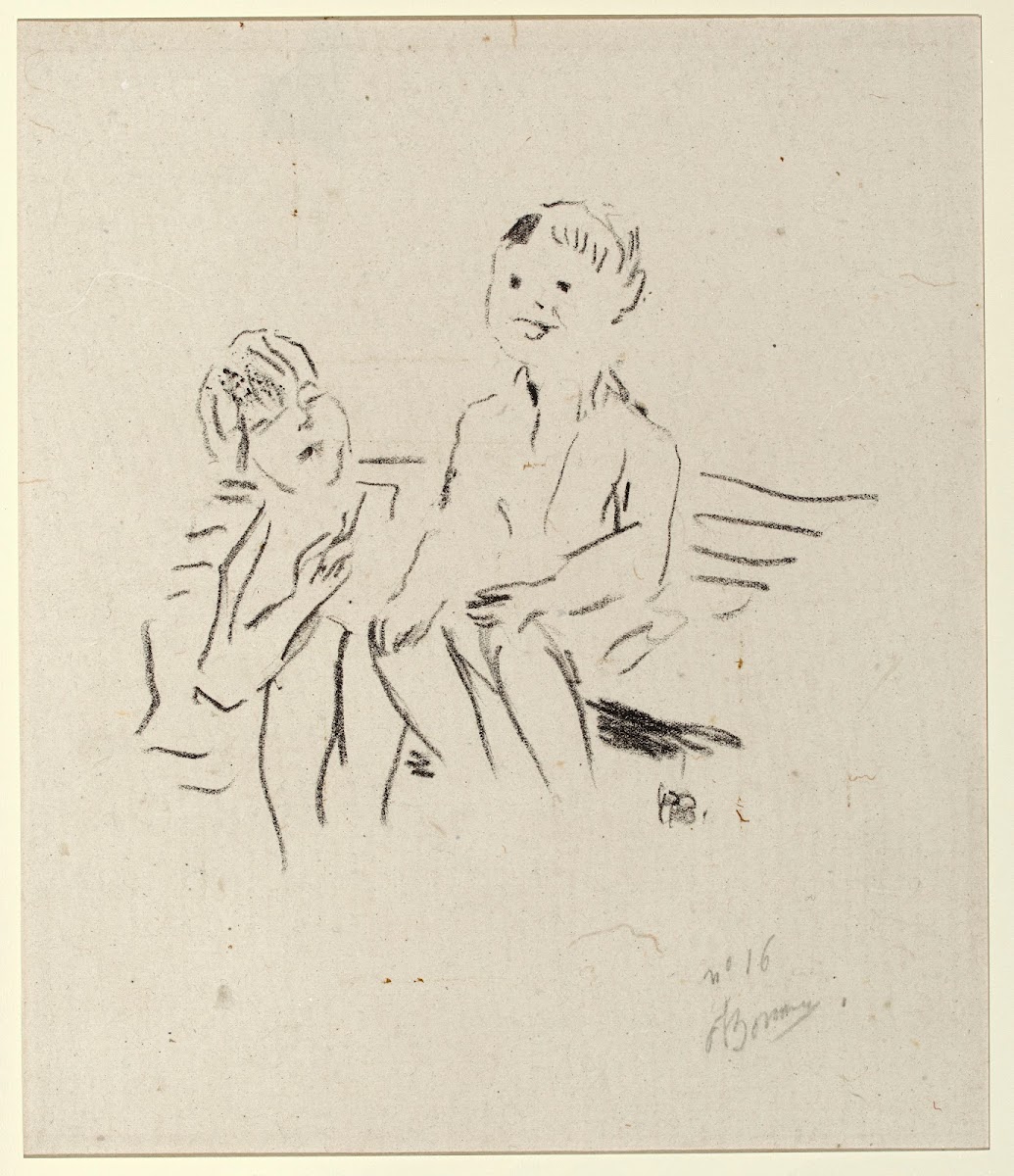 Deux enfants sur un banc 1945