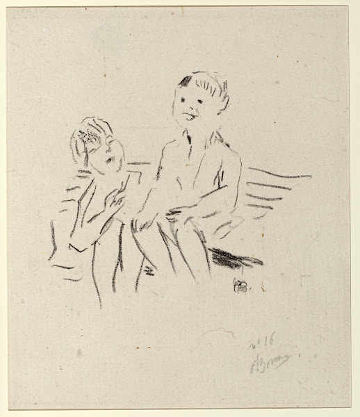 Deux enfants sur un banc 1945