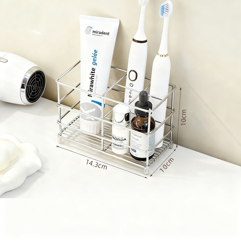 Stainless steel toothbrush holder, shelf