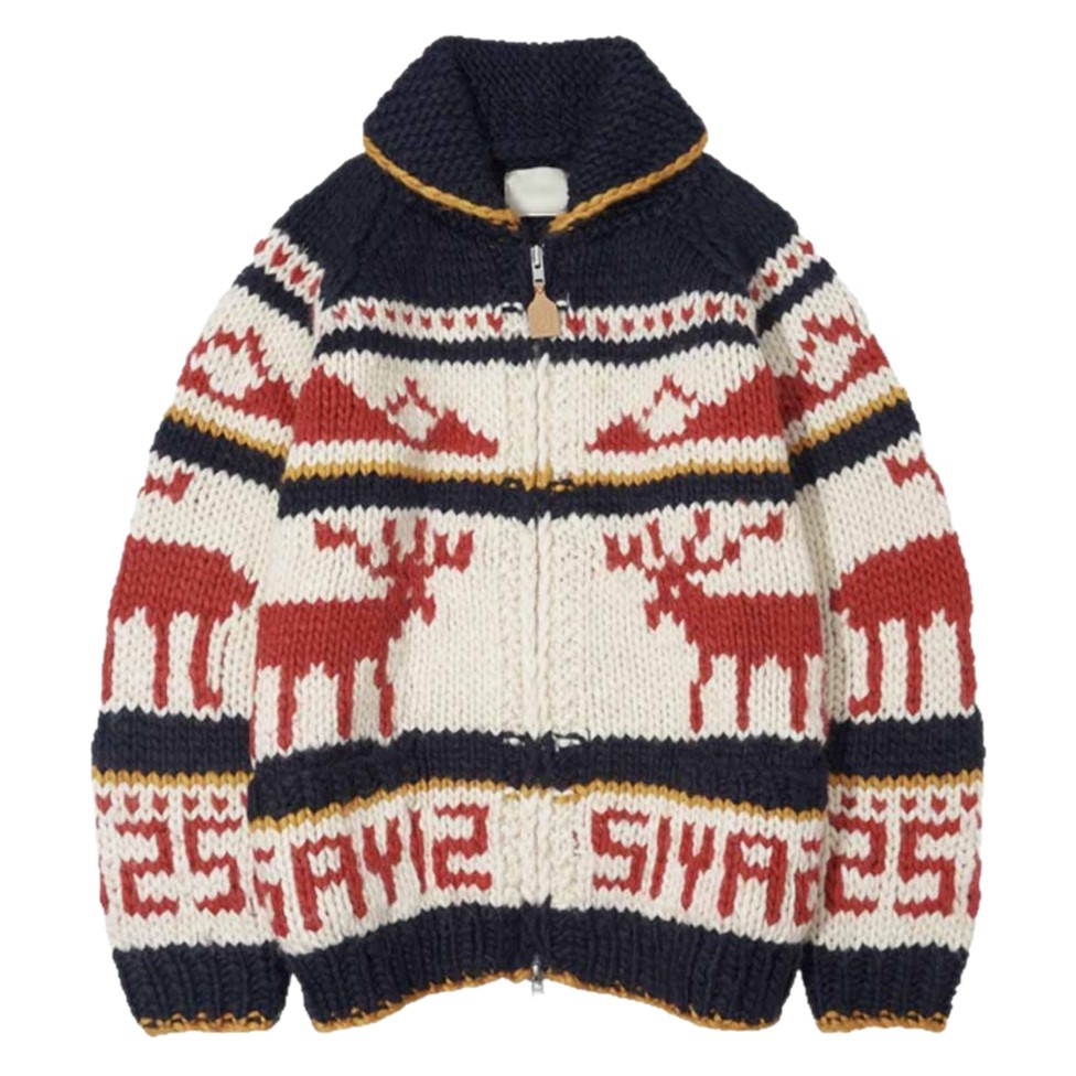 Women's Korean-style cardigan with reindeer motif