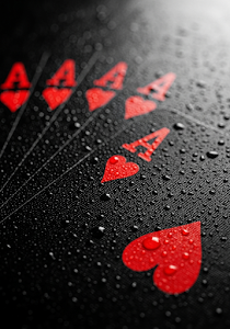 Black Playing Cards Water Drops