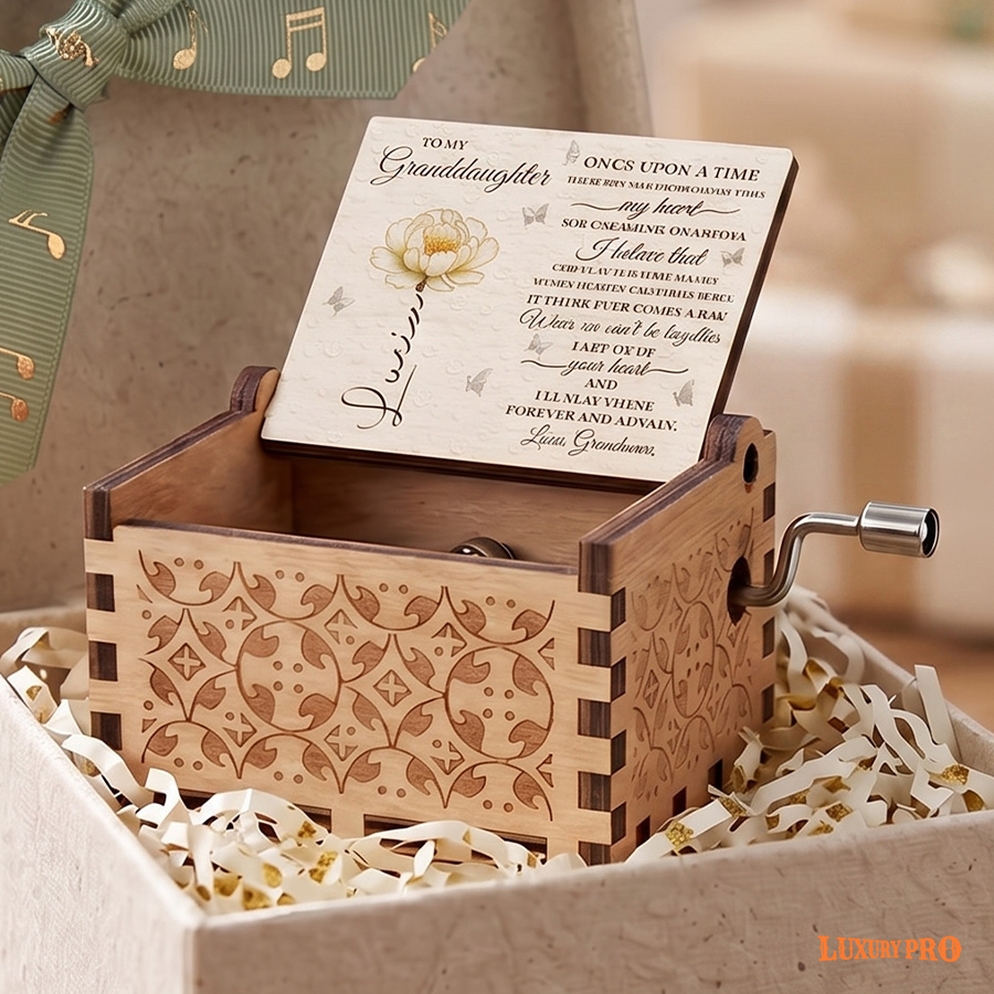 Wooden music box ornament