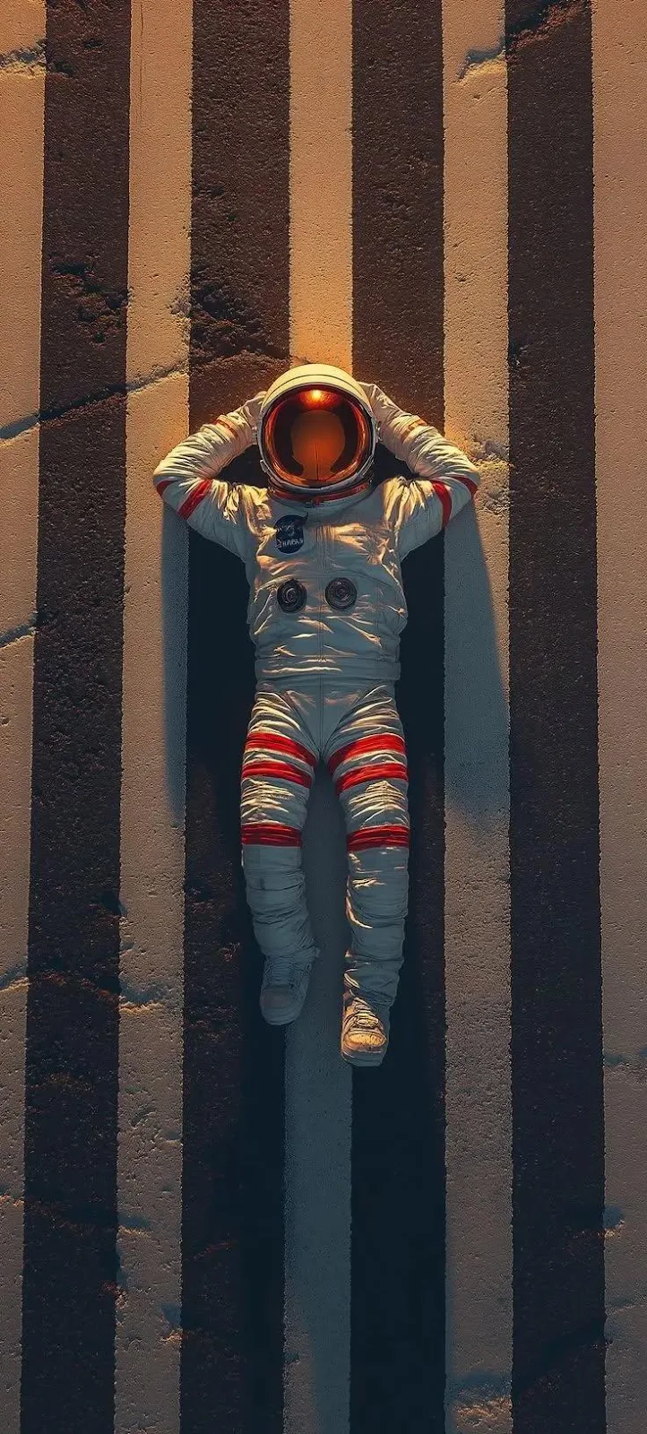 Astronaut Laying On Crosswalk - 3D Render iPhone Wallpaper (736x1631)