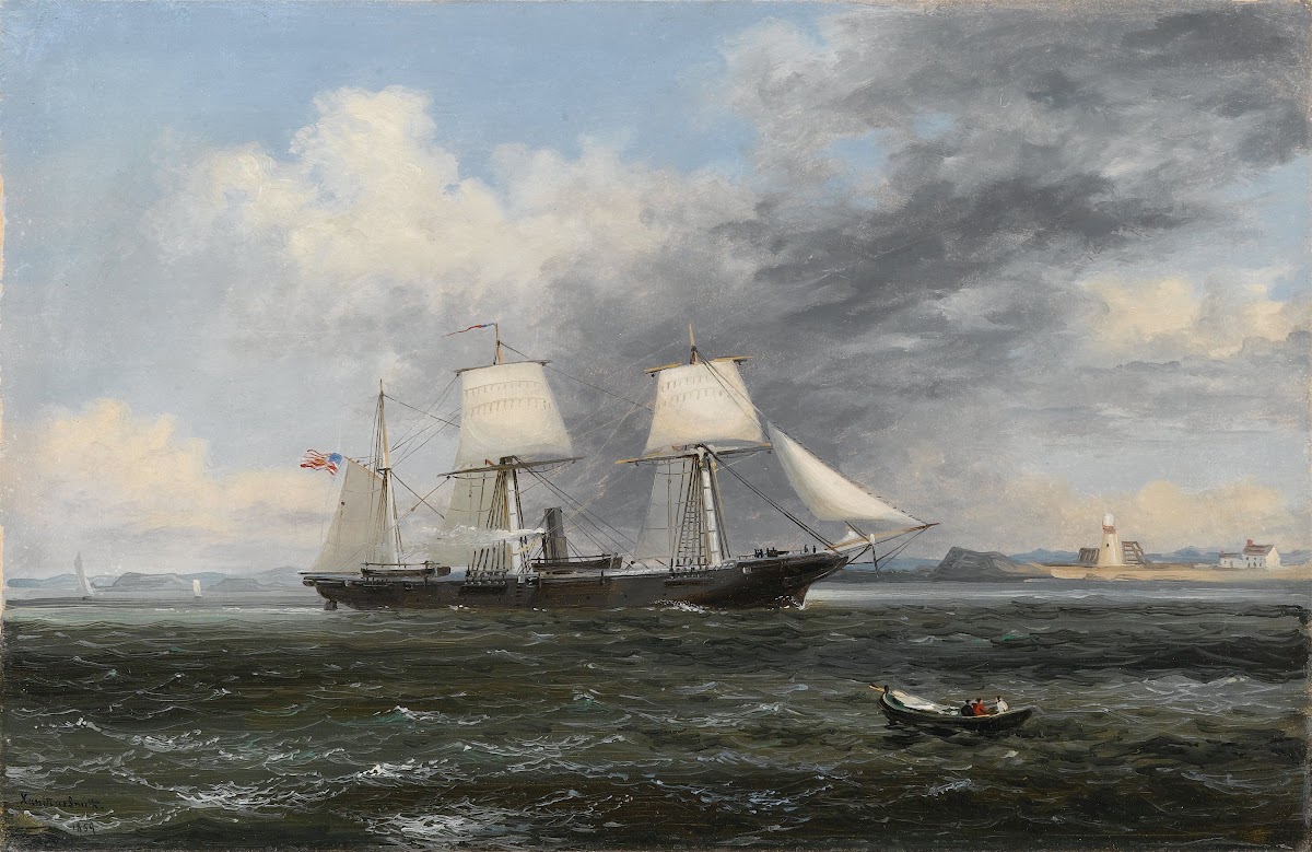 United States Steamer Kearsage Leaving Boston Harbor 1869