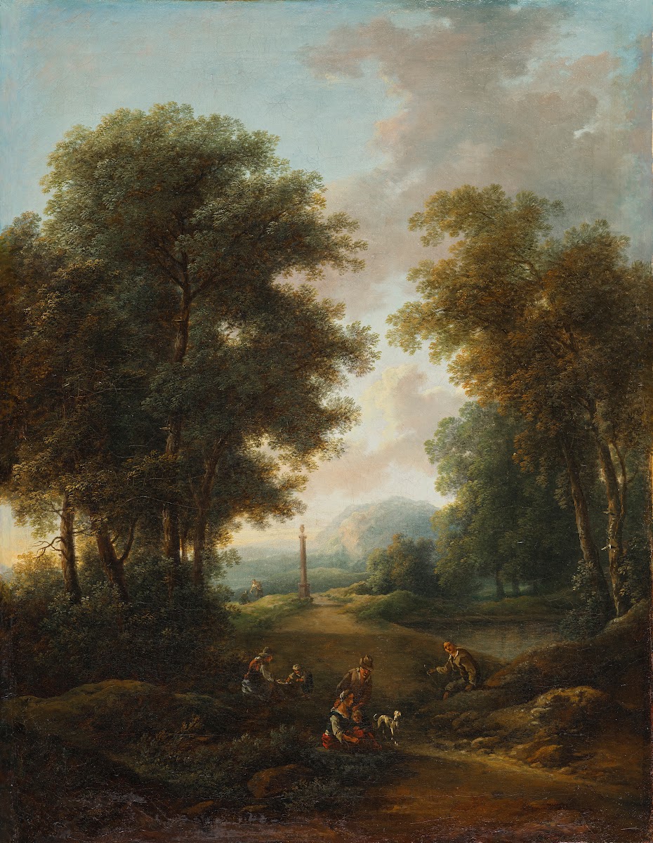 Waldlandschaft mit Bildstock 1750