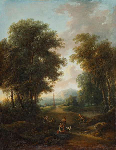 Waldlandschaft mit Bildstock 1750