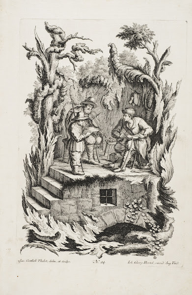 Depiction of a violinist a shoemaker and a walker 1730 1768