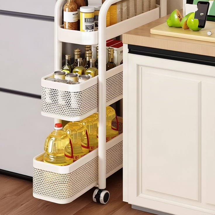 Slim shelf for niches and gaps made of iron