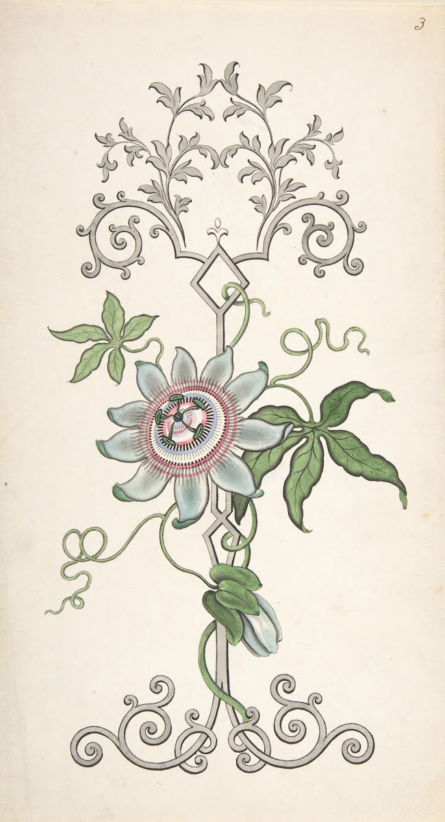 Design for Panel Decoration Centered on a Passion Flower 182840