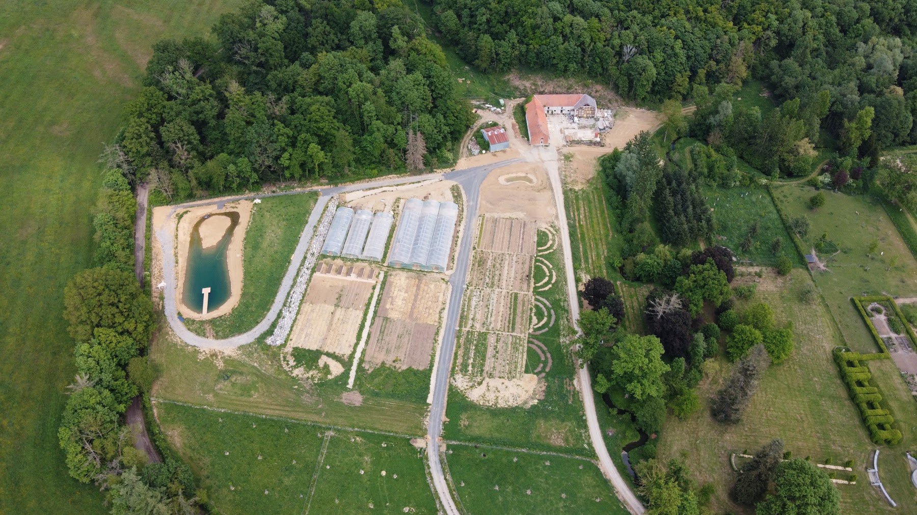 Vue aérienne des jardins de Longpré