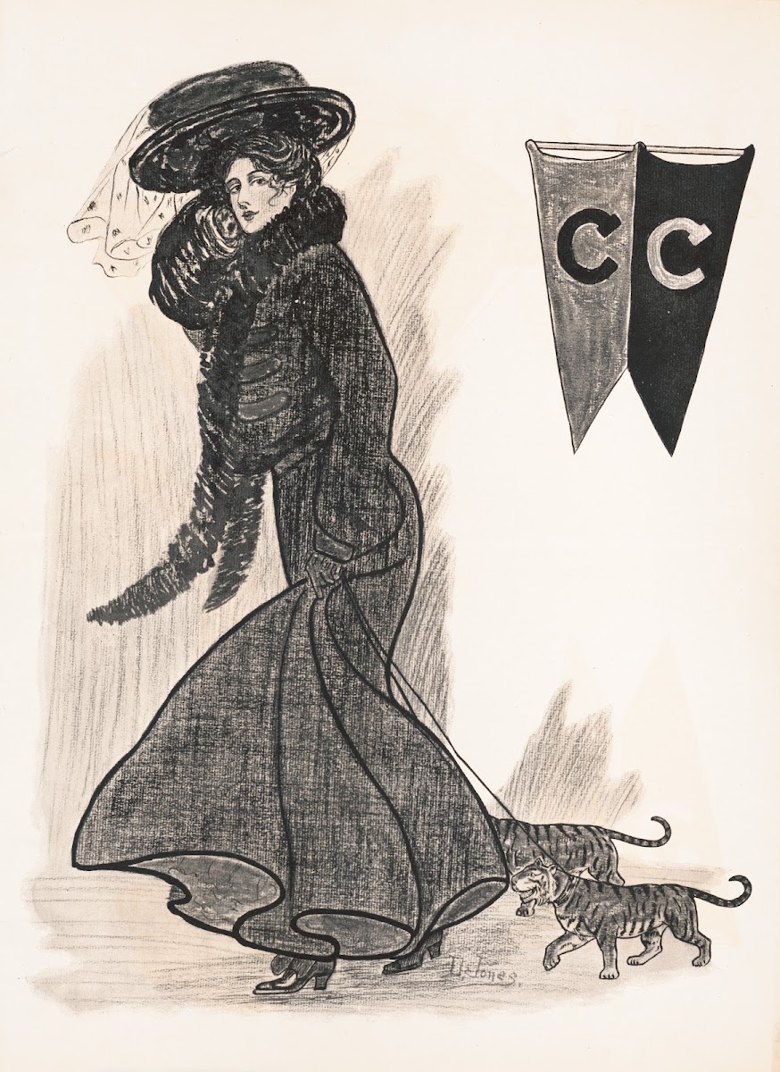 College Girl Walking Cats 1905