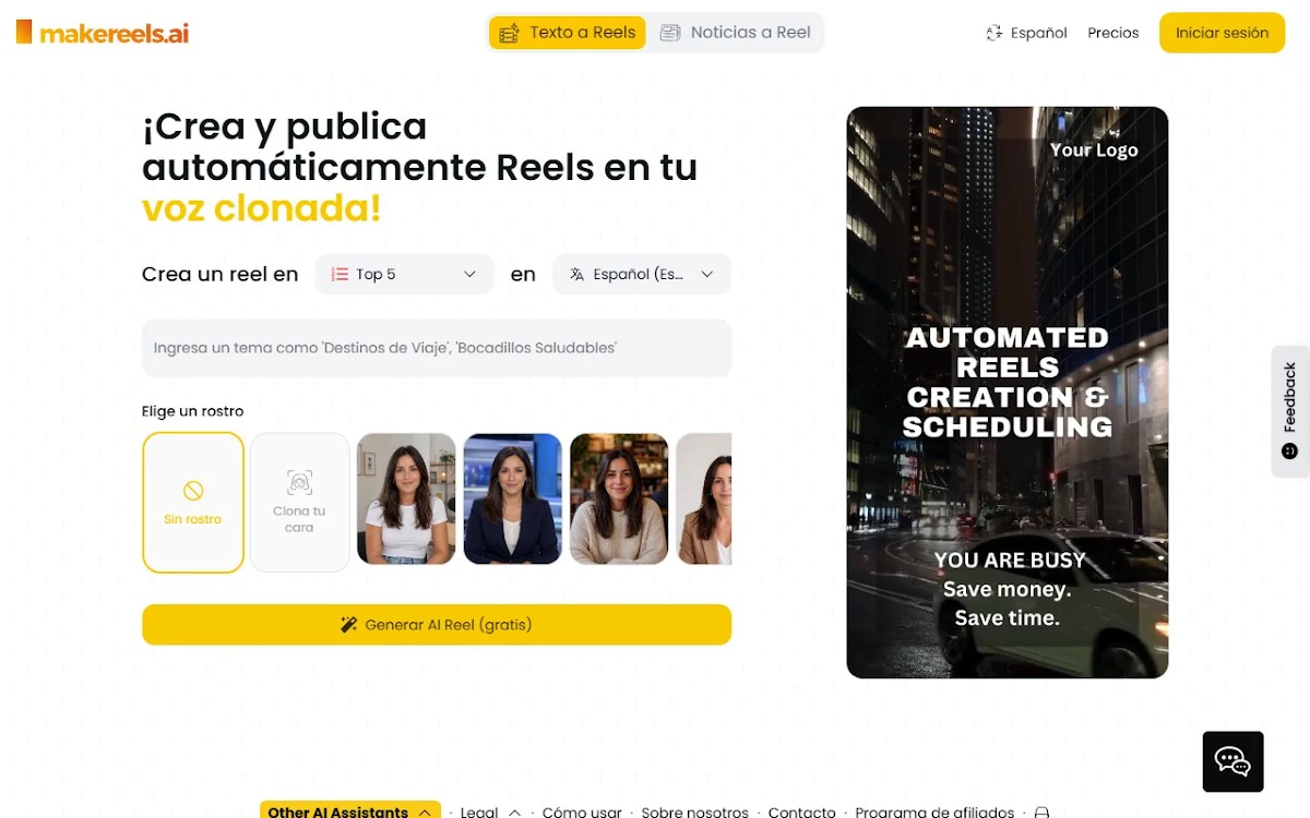 Captura de makereels.ai