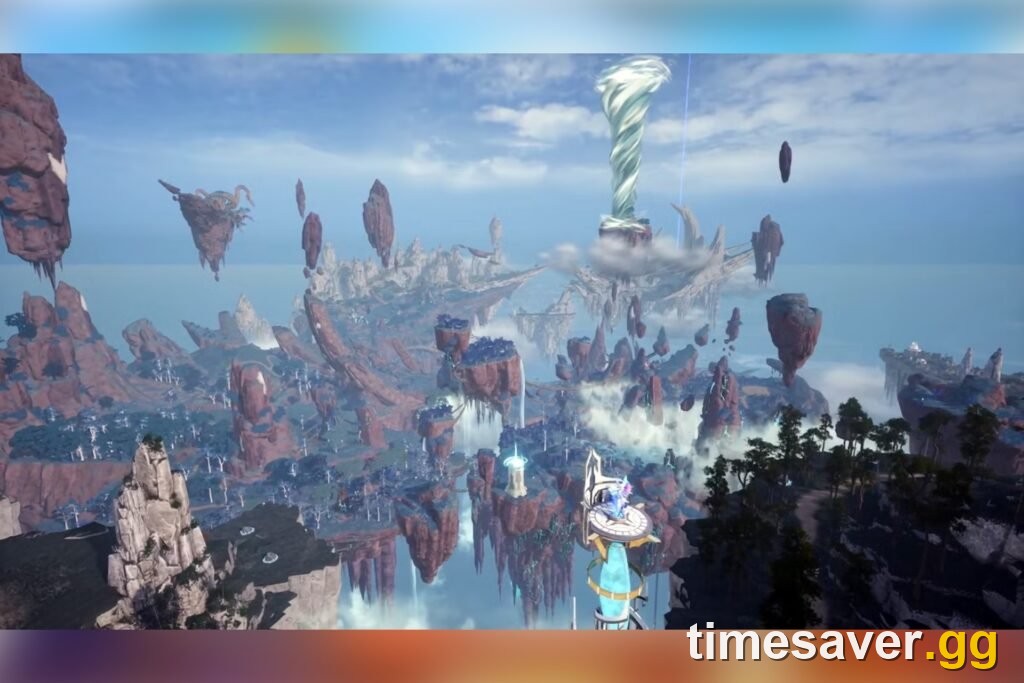 Palworld Sunreach sky-island region, home of the new Auri & Shaolong tower