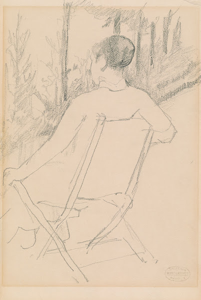 Woman Seated in a Folding Chair in a Garden
