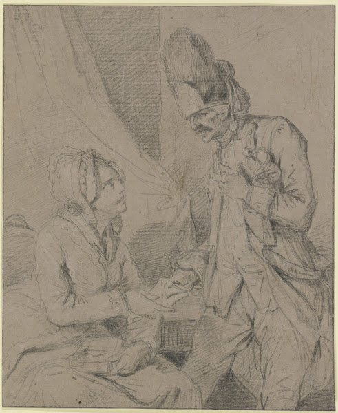 Ein Soldat bringt einer Frau einen Brief before 1779