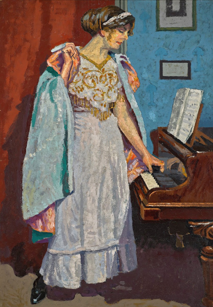 Zina Ogilvie the artists wife at the piano