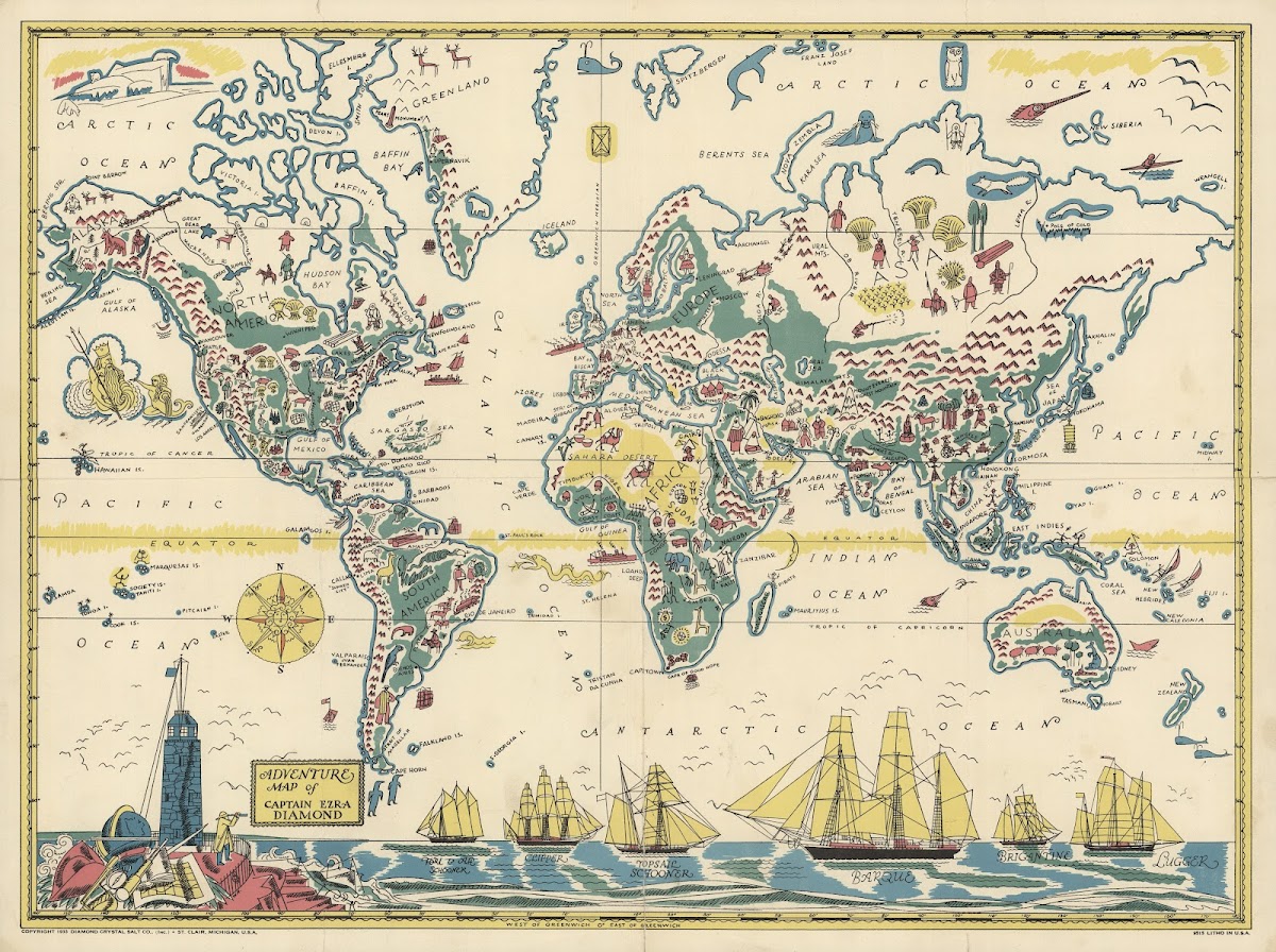 Adventure Map Of Captain Ezra Diamond 1933