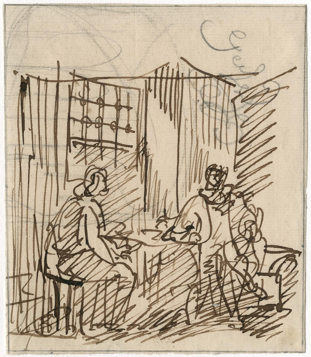 Figuren aan tafel Oldenbarnevelt in gevangenschap