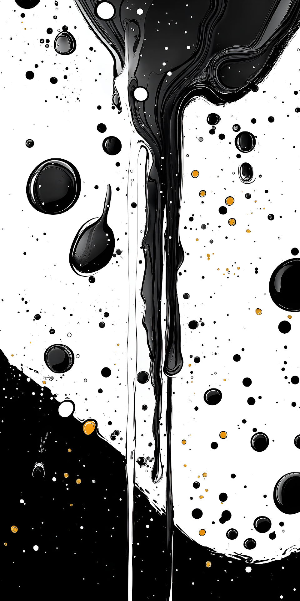 Abstract Black Ink Drips and Splatters High Contrast Artwork - Free 4K mobile Wallpaper