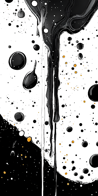 Abstract Black Ink Drips and Splatters High Contrast Artwork - Free mobile Wallpaper
