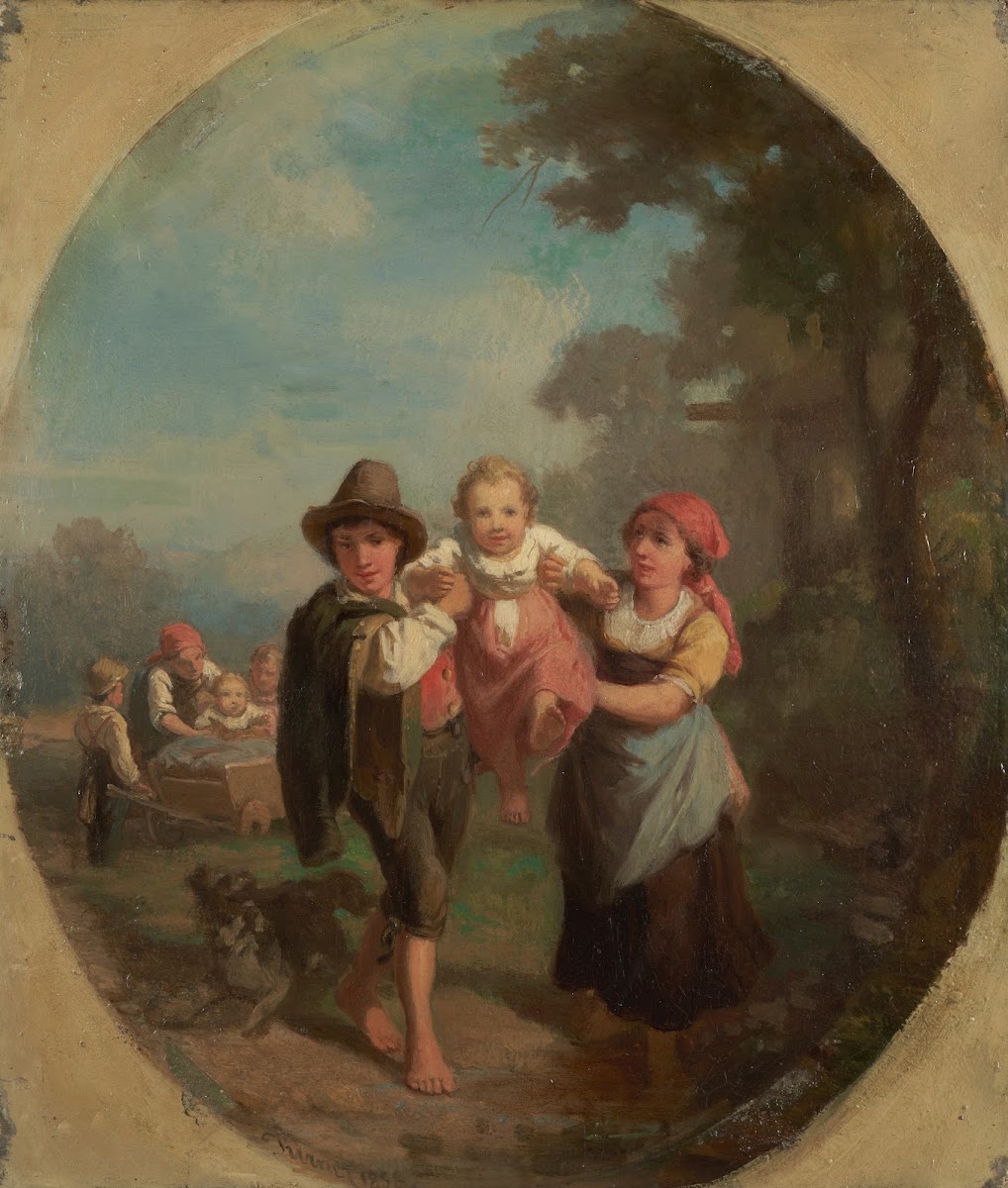 Italian children at play with dog 1858
