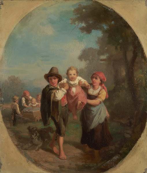 Italian children at play with dog 1858