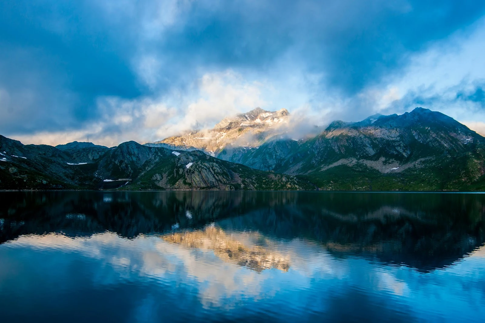 Mountain Reflection Over Blue Lake - Nature Photography 5K Wallpaper (5966x3978)
