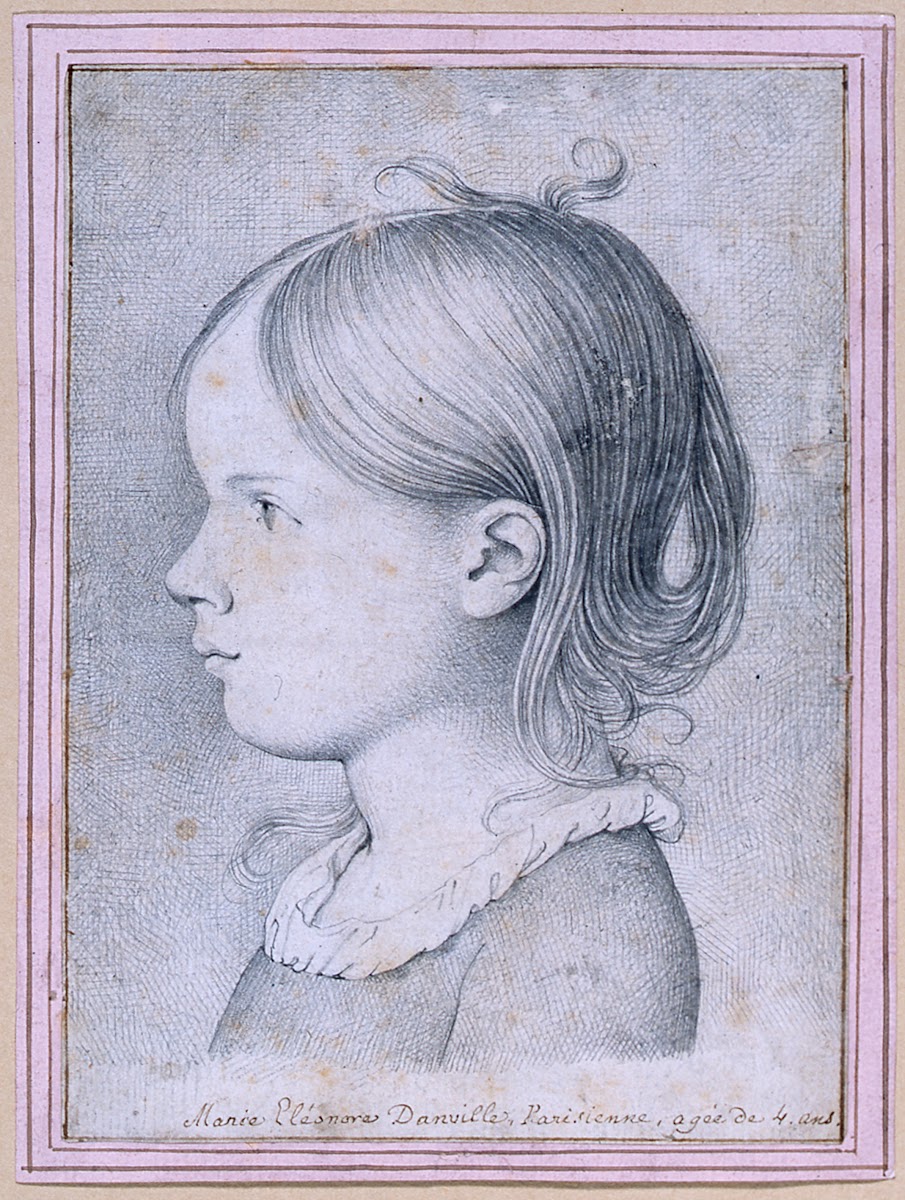 Portrait of 4 year old Marie Danville bust in profile to the left