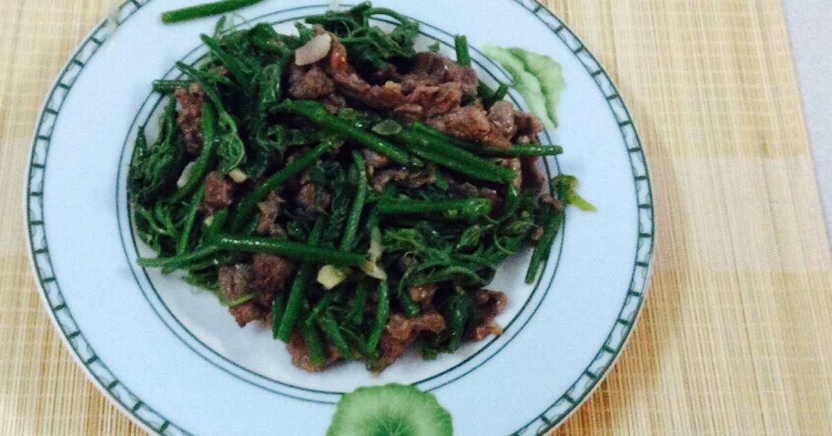 Ngọn su su xào thịt bò