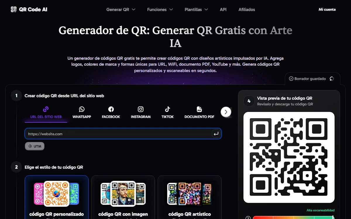 Captura de AI Powered QR Code Generator