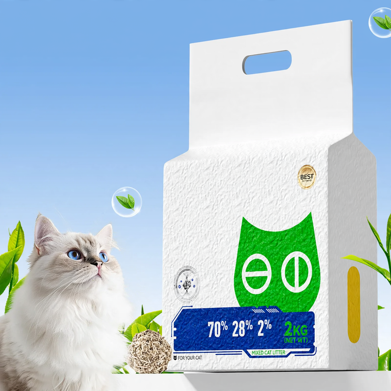 Tofu cat litter with bentonite mixture