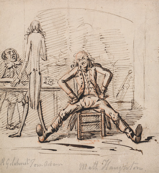 Three Men in a Room Gilchrist Seated at a Table Tom Adam standing Seen from Behi
