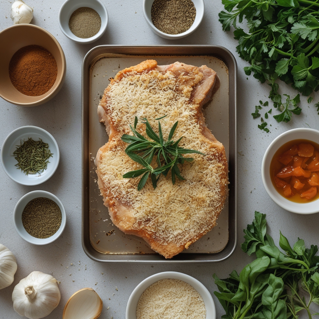 Ingredients for Crispy Parmesan Crusted Pork Chops - Easy Homemade Dinner Recipe