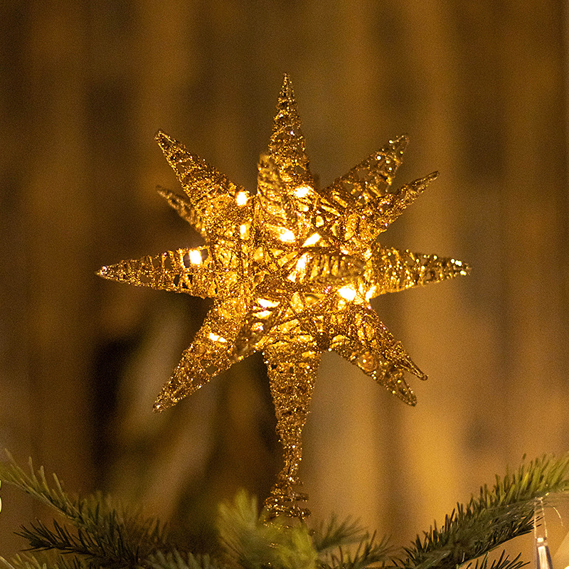 Illuminated Christmas tree topper star made of iron