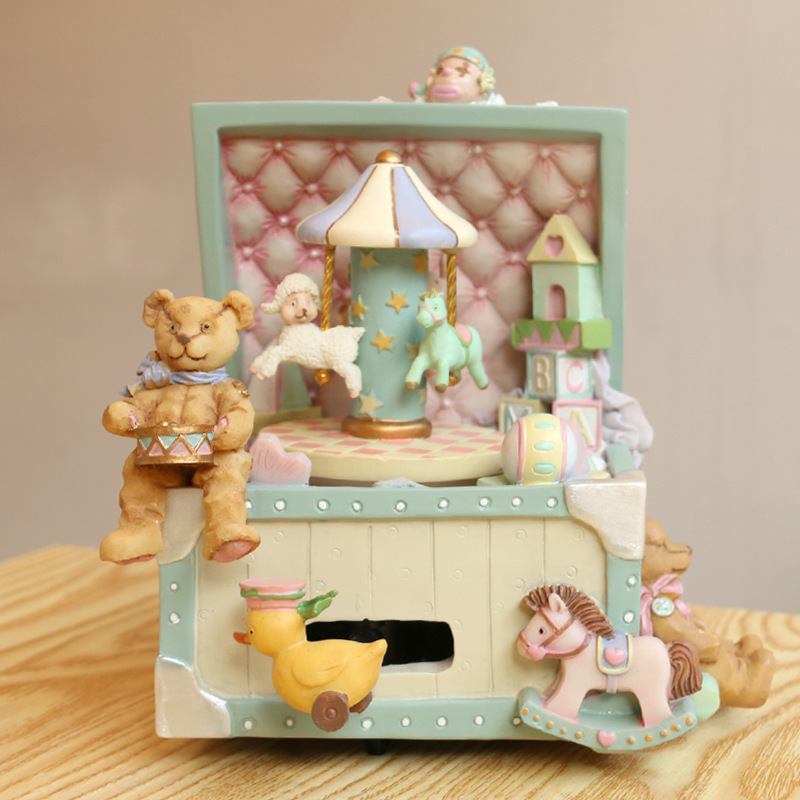 Vintage Carousel Music Box made of Resin