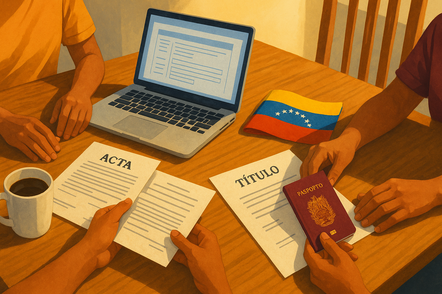 venezolanos en el exterior organizando documentos migratorios y apostilla