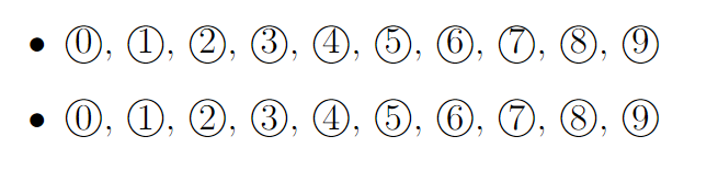 circled numbers