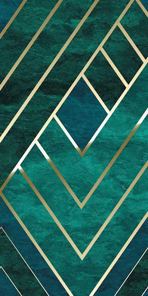 Abstract Emerald And Gold Geometry Full HD Wallpaper Background