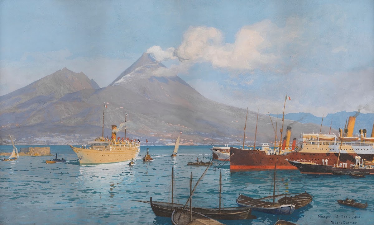Hapag Kreuzfahrtschiff Meteor im Golf von Neapel 1906