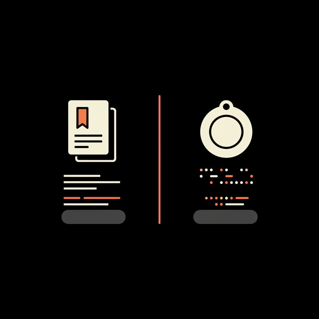 Minimal 2D vector infographic showing article icon (organic verification) vs subscription badge (paid) on black — Instagram verification requirements