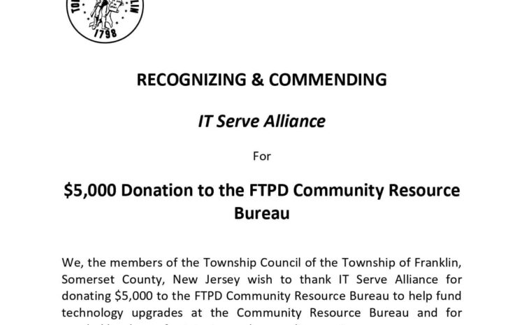 ITServe Alliance NorthEast Chapter Donated $5,000 to the FTPD Community Resource Bureau