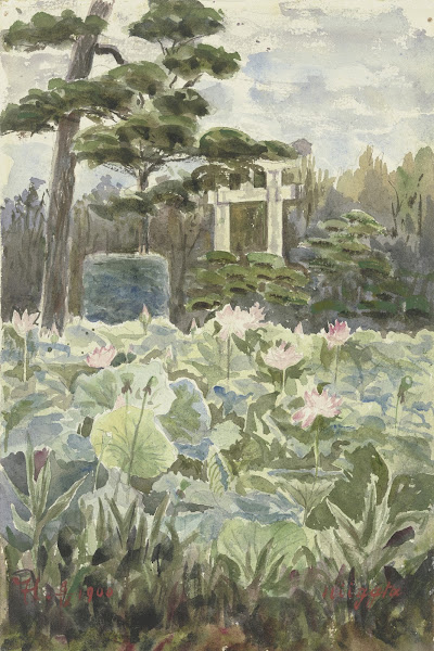 Partie eines japanischen Gartens 1900