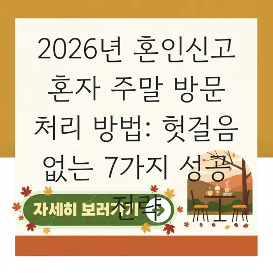 혼인신고 혼자 주말 방문 처리 방법