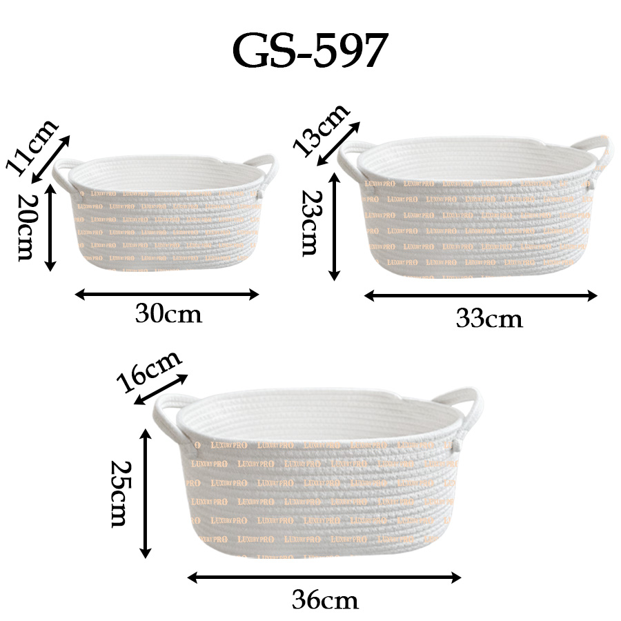 Cotton Rope Short Handle Storage Basket