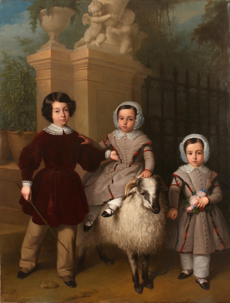Children playing with a ram 1843