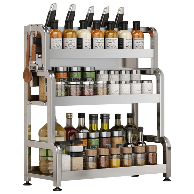 Stainless steel kitchen shelf, multi-tiered, for work surface